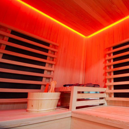 Outdoor Hybrid - Heating 4 Person Infrared & Electric Stove Sauna 2m x 2m - Nuovo Luxury - Outdoor Sauna
