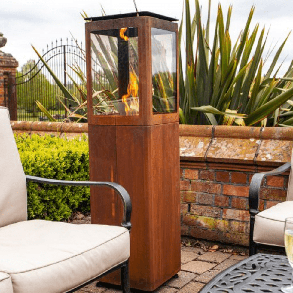 Qube Corten Steel Pellet Patio Heater - Nuovo Luxury - Pellet Heater
