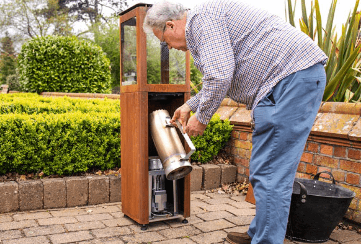 Qube Corten Steel Pellet Patio Heater - Nuovo Luxury - Pellet Heater